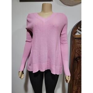 Margaret Oleary Pink Thin Long Sleeve Pullover Knit XS Sweater V-neckline # R1